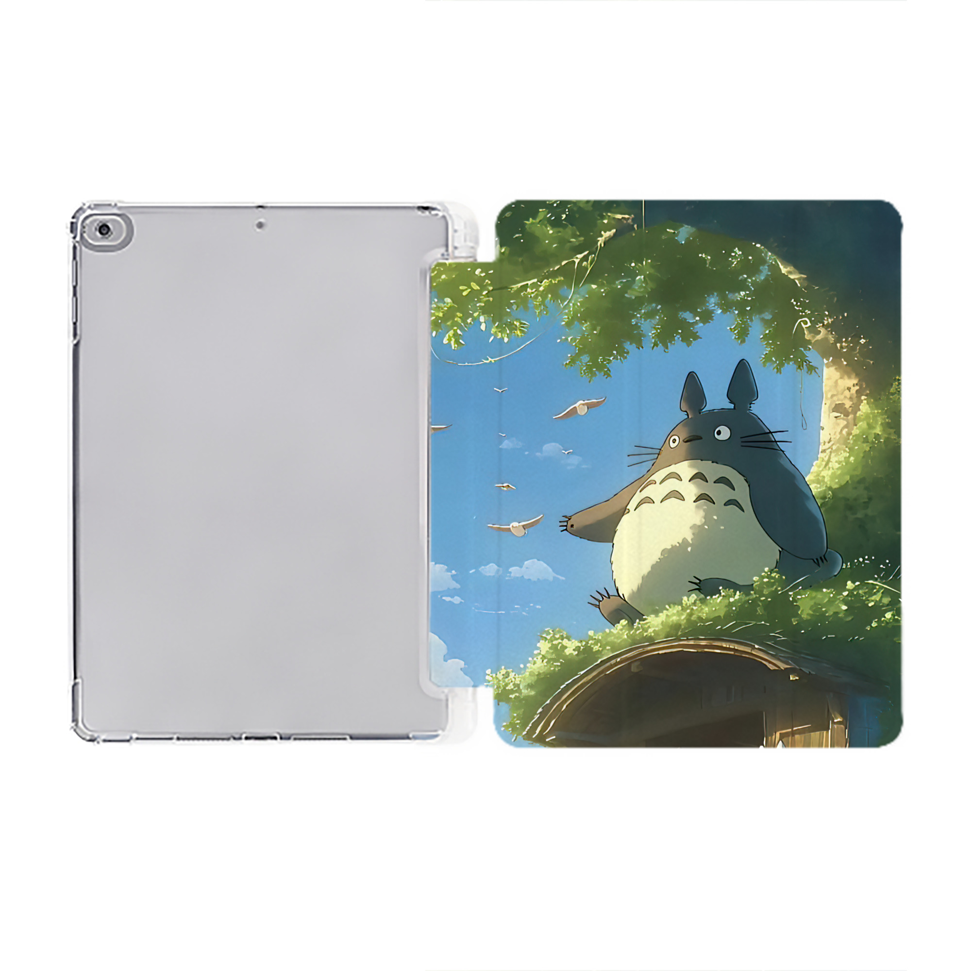 （画像用） となりのトトロ 草壁メイ 草壁サツキ My Neighbor Totoro Satsuki Kusakabe Mei Kusakabe IPad ケース ペン収納付き 三つ折りスタンド PUレザー×シリコン 対応機種9.5/10.5/10.9インチ